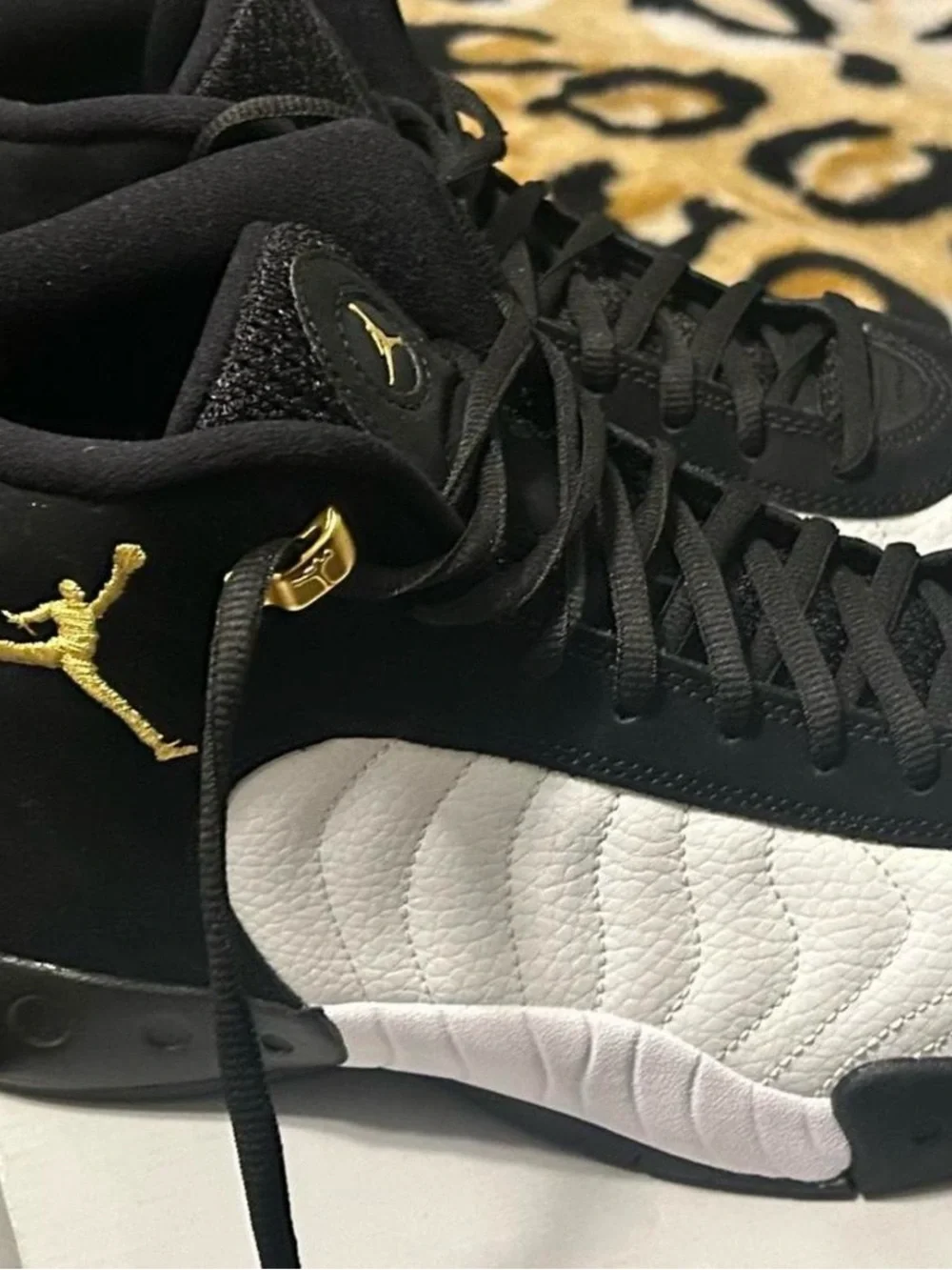 Jordan Men's Black White with Gold Jumpman Sneakers